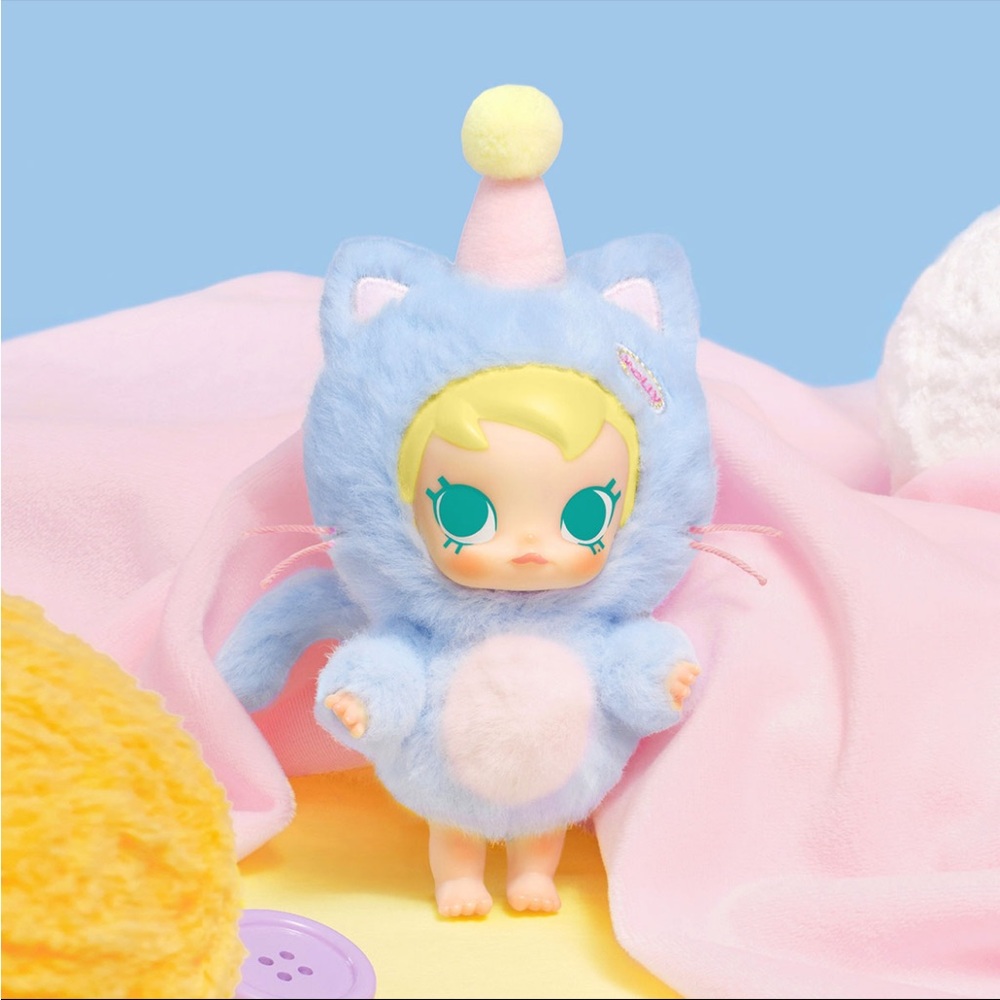 Pop Mart Baby Molly Pocket Friends Series Vinyl Plush Pendant Feeling Blue